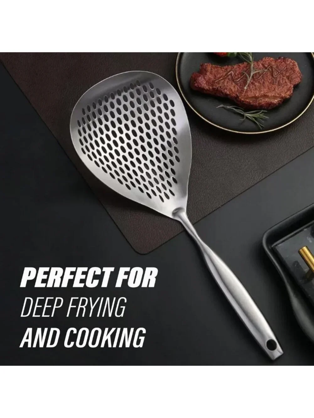 Stainless Steel Skimmer Spoon - Slotted Ladle for Cooking, Frying & Pasta